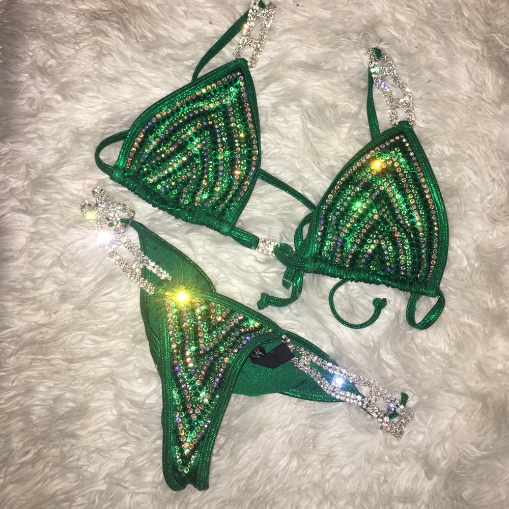 Green Sequin Bikini Set